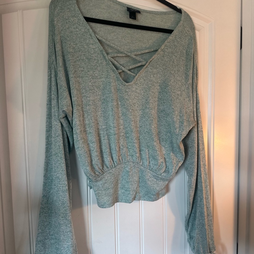 Daytrip Light Green Crisscross Front Top